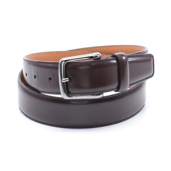 TOD'S belt leather Dark Brown Used mens SHW