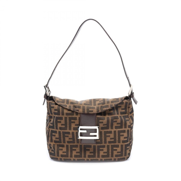 FENDI Zucca Shoulder Bag canvas leather Brown Used Women