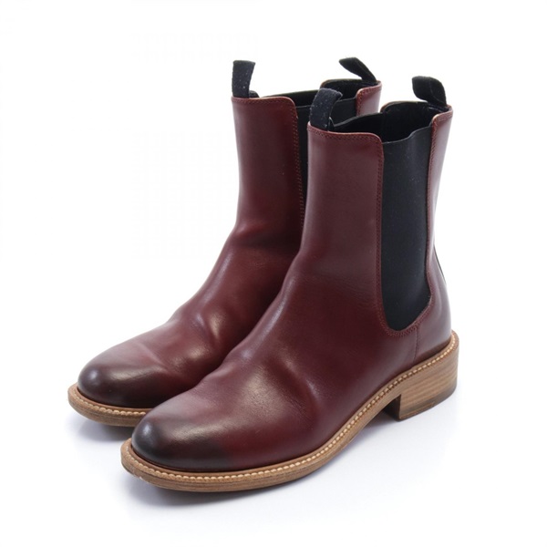 CELINE boots Shoes leather Bordeaux Used Women #37