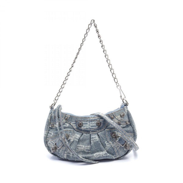 BALENCIAGA LE CAGOLE MINI BB Shoulder Hand bag denim Blue Used Women