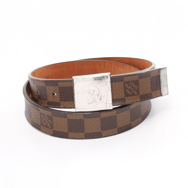 LOUIS VUITTON Ceinture Care belt Damier PVC coated canvas Brown Ebene Used Women