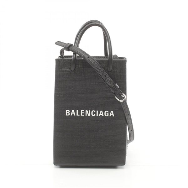 BALENCIAGA Shopping phone folder 2way Shoulder Bag 593826 leather Black Used