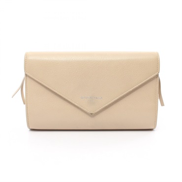 BALENCIAGA Paper Money Zip Around Bifold purse wallet leather Beige Used Women