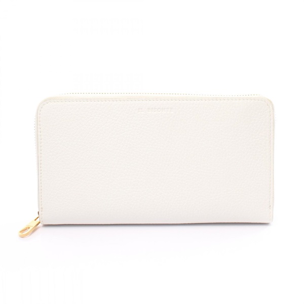 IL BISONTE Zippy Around long wallet leather White Used unisex GHW