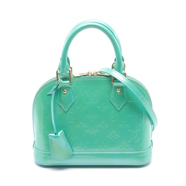 LOUIS VUITTON Alma BB 2way Handbag M91696 Vernis leather Bleu Lagon Used Women