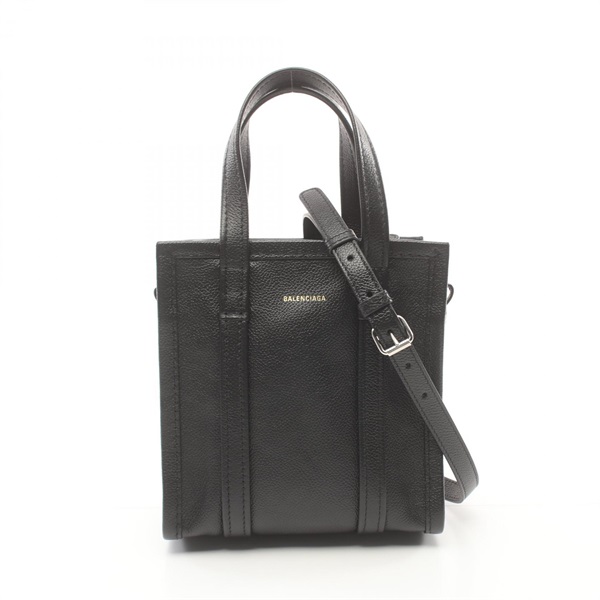 BALENCIAGA BAZAR SHOPPER XXS 2way Handbag leather Black Used Women