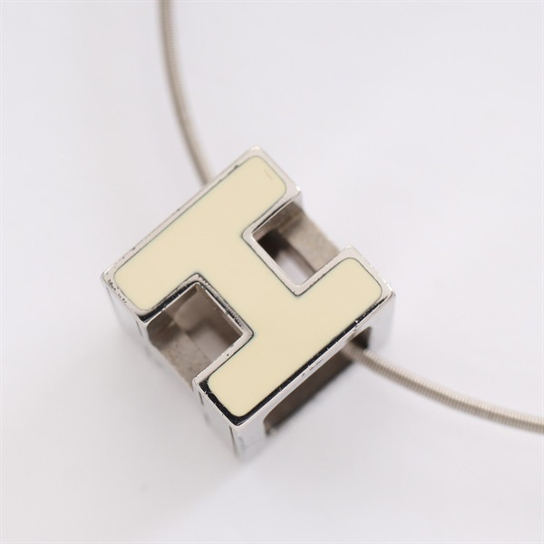 HERMES Cardue H H-cube Necklace Stainless Steel Silver White Used women