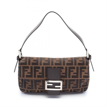 FENDI Mamma bucket Zucca Shoulder Bag canvas leather Brown Used Women