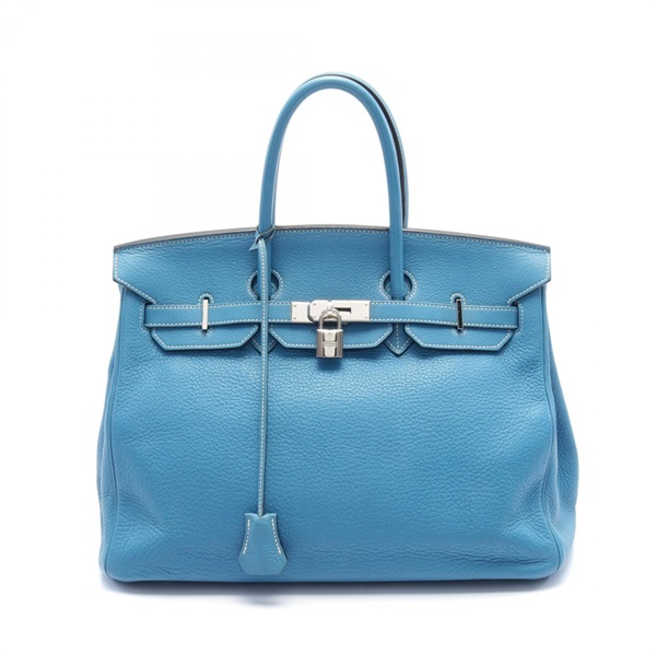 HERMES Birkin 35 Handbag Taurillon Clemence leather Blue Blue jean Used K SHW