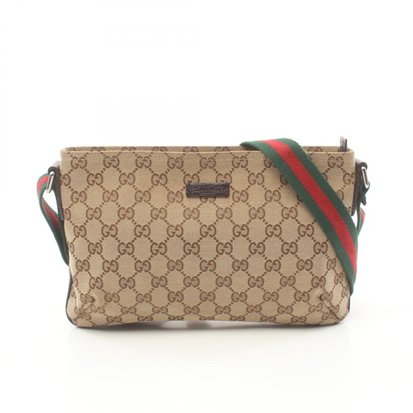 GUCCI GG Canvas Sherry Line Shoulder Bag 189749 canvas leather Beige Used Women