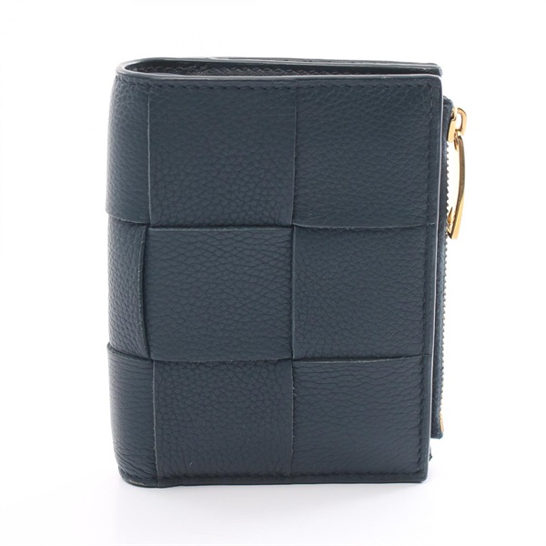 BOTTEGA VENETA Maxi Intrecciato wallet leather Navy Used Women