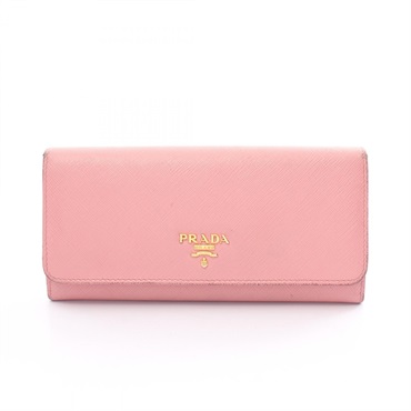 PRADA SAFFIANO METAL Bifold long wallet 1MH132 Saffiano leather Pink Used Women