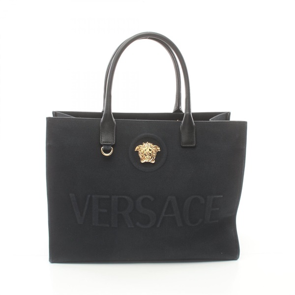 VERSACE La medusa Tote Bag 1004741 canvas leather Black Used unisex