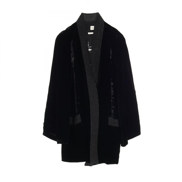 HERMES New Libris Velour cardigan silk Rayon alpaca Black Used Women size 34