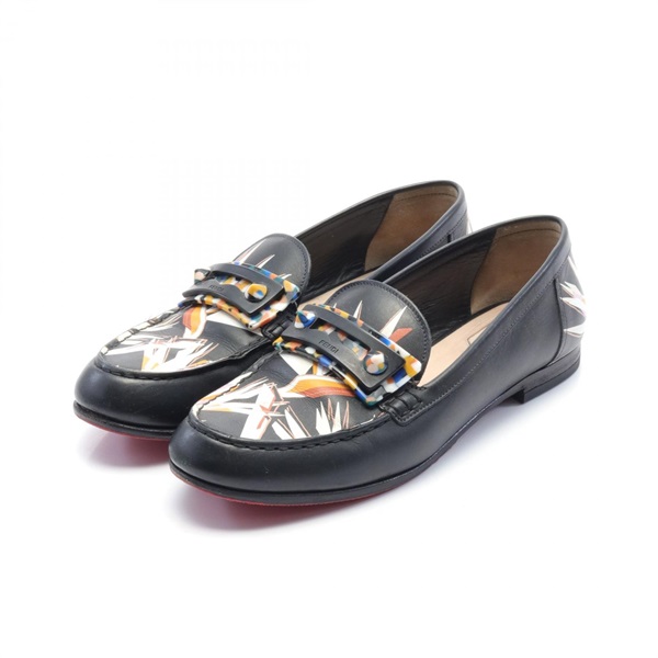 FENDI loafers Flat shoes leather Black Multicolor Used Women size 37