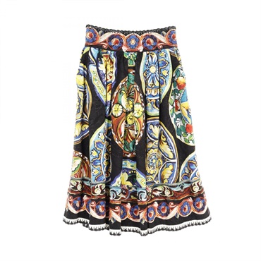 DOLCE & GABBANA skirt silk Black Multicolor Used Women #36