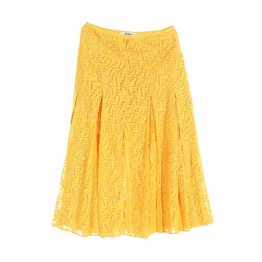 FENDI Zucca pattern skirt FQ7188AFLZ cotton Yellow Used Women #38