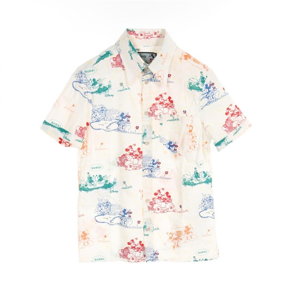 GUCCI Disney 596906 Shirt Tops cotton Beige Yellow Multicolor Used Women #44