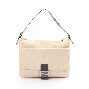 FENDI Mamma bucket Zucca Shoulder Bag 26425 canvas leather Beige Brown Used
