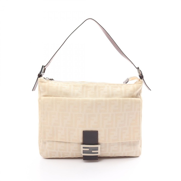 FENDI Mamma bucket Zucca Shoulder Bag 26425 canvas leather Beige Brown Used