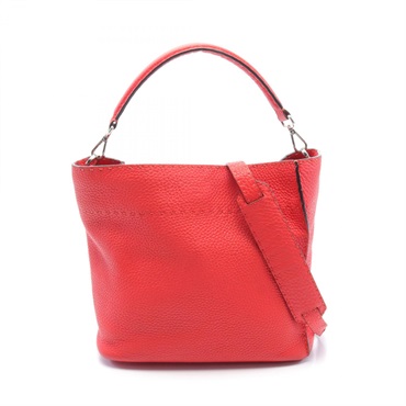 FENDI Selleria Anna Small 2way shoulder crossbody Hand bag 8BT218 leather Red