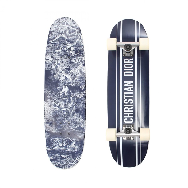 Christian Dior DIORIVIERA Toile de Jouy skate board Wood Navy White Used