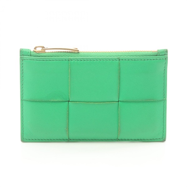 BOTTEGA VENETA cassette coin case purse leather Green Used