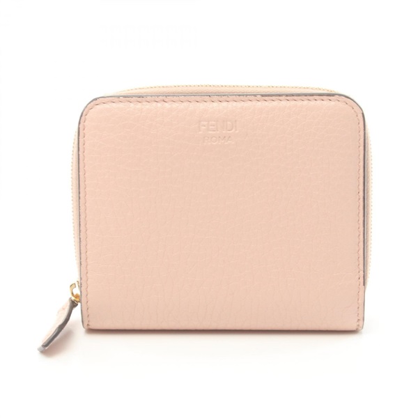 FENDI F is wallet bifold purse compcat zip aroun 8M0407 leather Pink Used