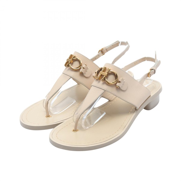 Salvatore Ferragamo Gancini Sandals Shoes leather Beige Used Women #6