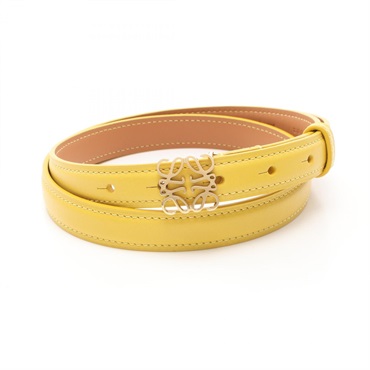 LOEWE anagram belt E619Z15X06 leather Yellow Used Women