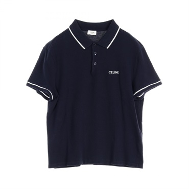 CELINE Polo shirt cotton Navy Used mens #XL