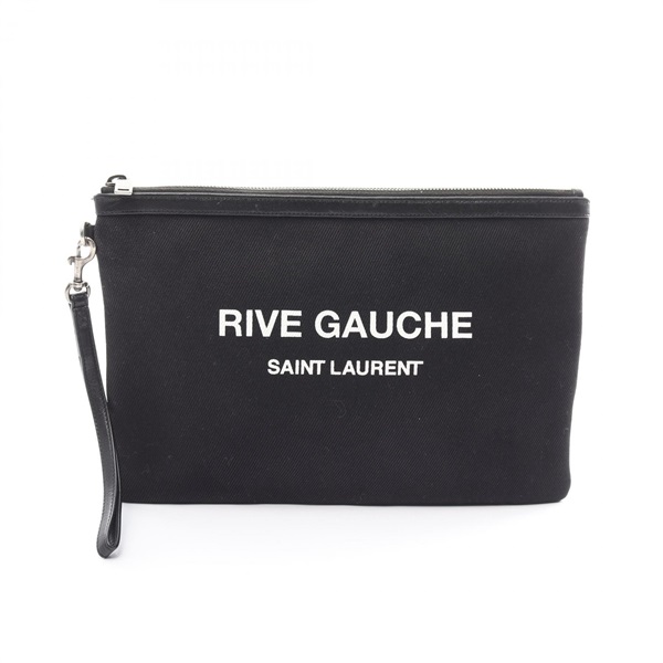 SAINT LAURENT PARIS RIVE GAUCHE business clutch bag 581369 canvas Black Used