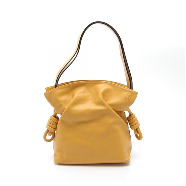 LOEWE Flamenco knot Shoulder Bag leather Yellow Used Women