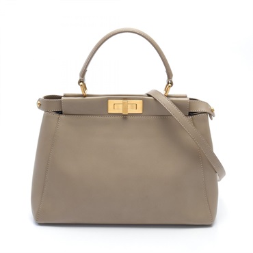 FENDI Peek-a-boo regular 2way Shoulder Hand bag 8BN226 leather Beige Used Women