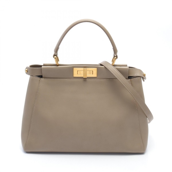 FENDI Peek-a-boo regular 2way Shoulder Hand bag 8BN226 leather Beige Used Women