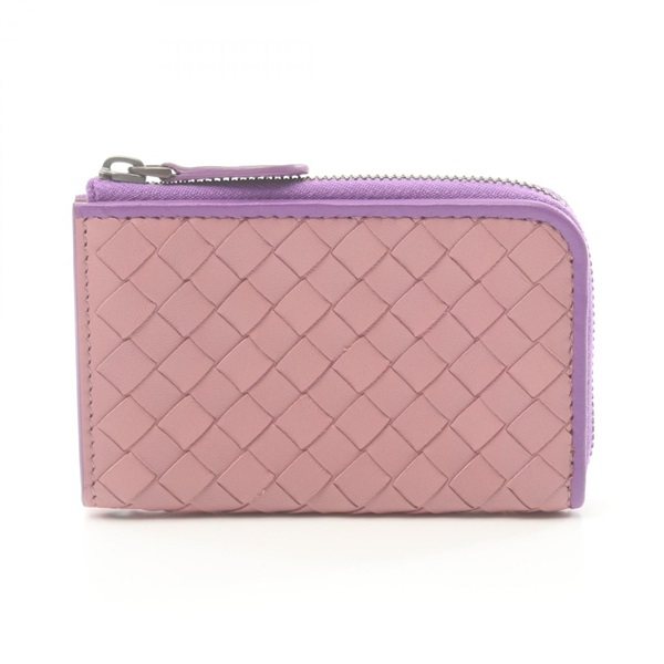 BOTTEGA VENETA Intrecciato coin purse wallet zipper leather Pink Purple Used