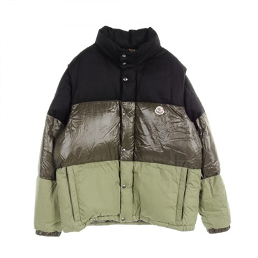 MONCLER AVEILLAN Down jacket #6 1A00044 wool cotton Khaki Black Used