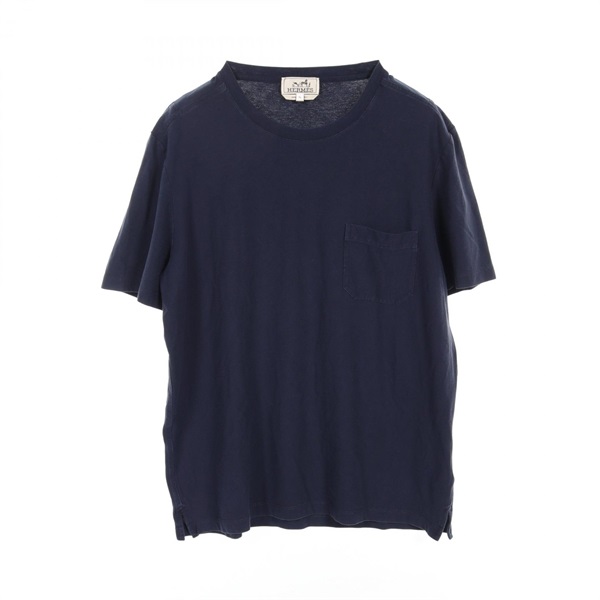 HERMES short sleeves T-shirt pullover XL size cotton Navy Used