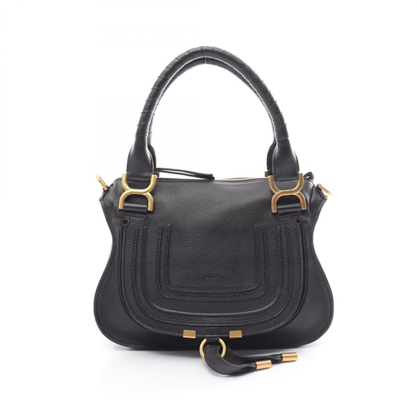 Chloe MARCIE Hand bag leather Black Used Women