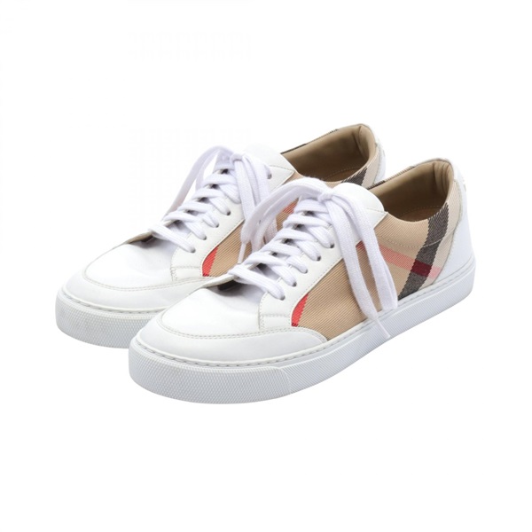 BURBERRY NEW SALMOND sneakers leather canvas Beige White Used Women #37 1/2