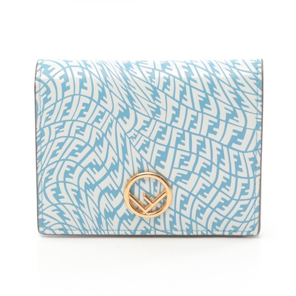 FENDI FF VERTIGO wallet Purse 8M0387 leather Blue White Used Women