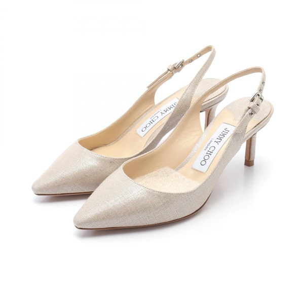 JIMMY CHOO ERIN pumps Heels Shoes canvas Beige Used Women #34 1/2