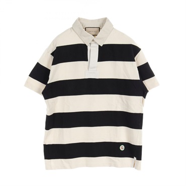 GUCCI GG patch Polo shirt 645251 cotton Beige Black Used mens size XL