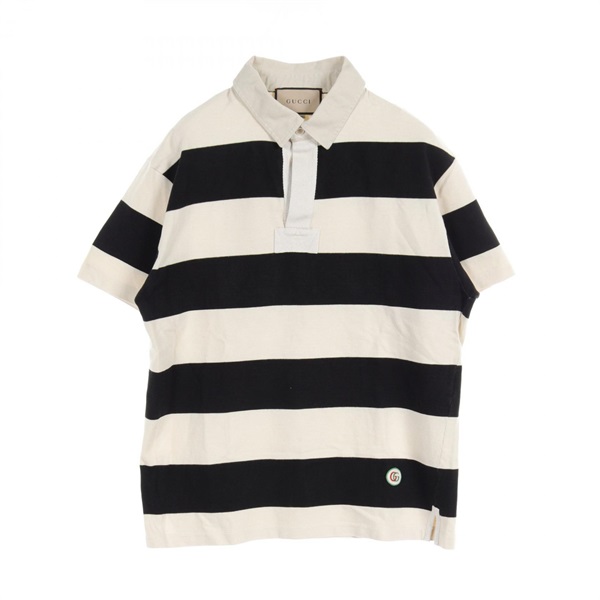 GUCCI GG patch Polo shirt 645251 cotton Beige Black Used mens size XL