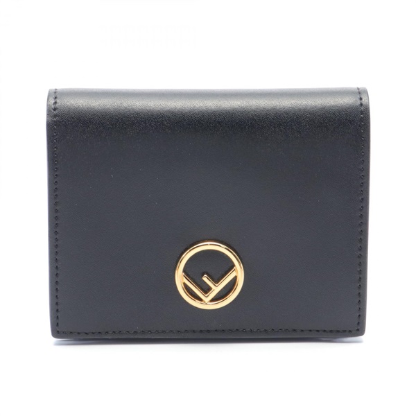 FENDI F is bi-fold wallet purse 8M0387 leather Black Used