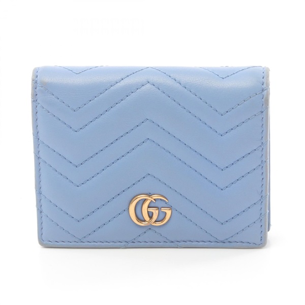 GUCCI GG Marmont wallet 443125 leather Blue Used Women GHW