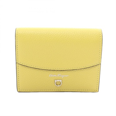 Salvatore Ferragamo Gancini wallet Purse 22 0260 leather Yellow Used Women