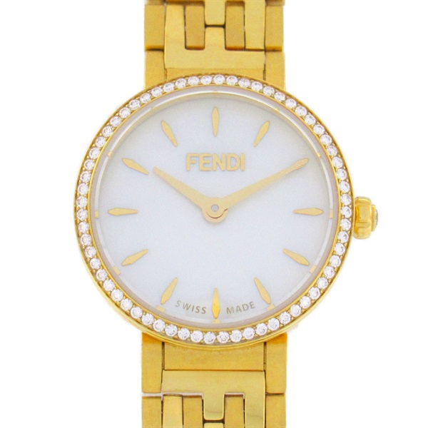 FENDI Forever Wrist Watch F103400601 Quartz Gold Plated Used Women