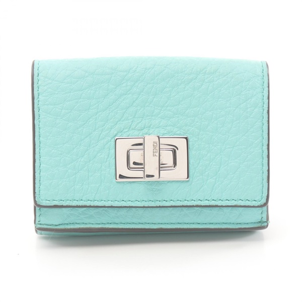 FENDI PEEKABOO Tri-fold compact wallet purse 8M0426 leather Blue Used