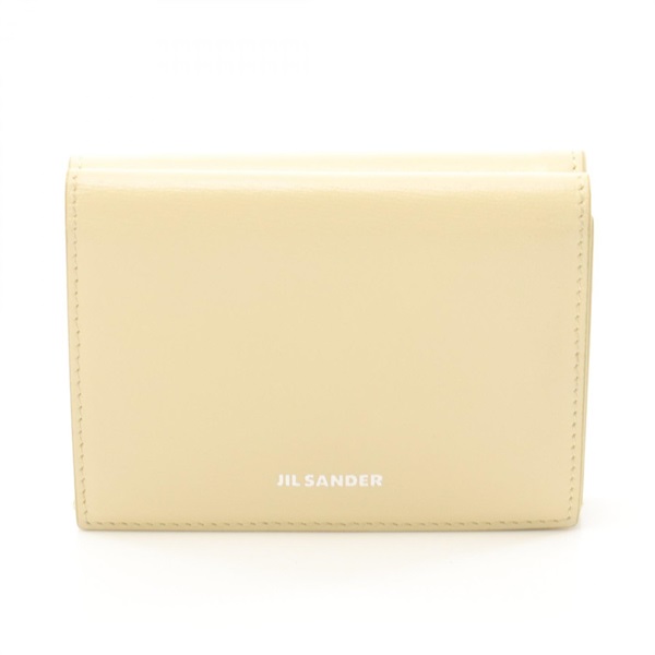 JIL SANDER TINY Tri-fold wallet compact purse leather Yellow Used